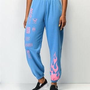 NEW girl OREDER Flame Blue and Pink sweatpants